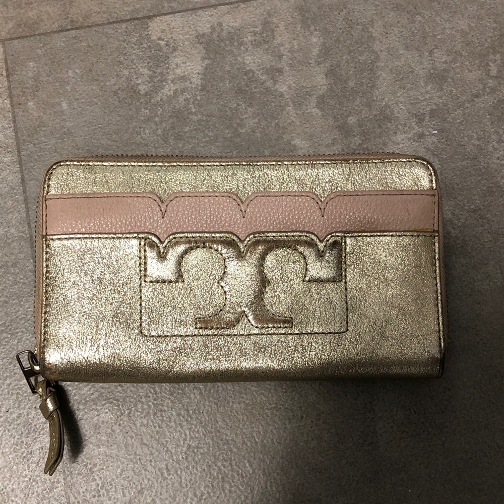 Tory Burch zippered wallet - Gold / Blush